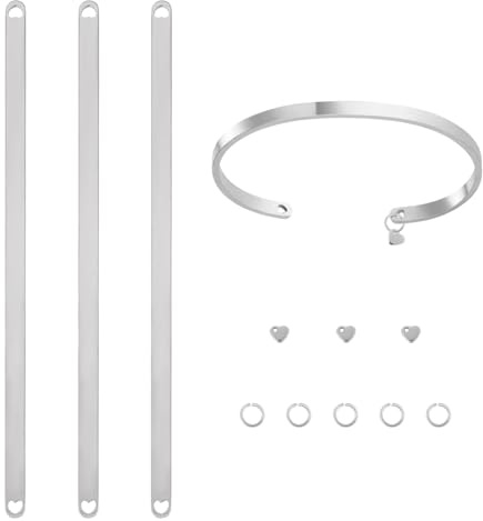 Craftora 3-teiliges Set zur Herstellung von Armreifen, Edelstahl-Armband, Rohlinge, Herz-Anhänger, Manschetten-Armbandherstellungs-Set mit Biegeringe für Frauen, DIY-Handwerk, Schmuck