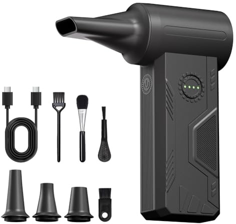 Muuookka Plumero Eléctrico Inalámbrico con Motor Sin Escobillas, Ventilador Turbo, Soplador de Polvo Ajustable de 4 Velocidades para Limpiar PC, Portátiles, Coche y Hogar.