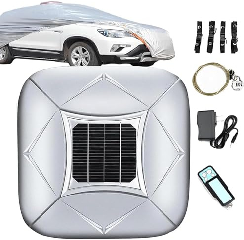 Telo copriauto automatico per esterni con ricarica solare, riparo portatile da sole e intemperie, copri finestrini auto elettrici retrattili con telecomando intelligente, con allarme antifurto, d