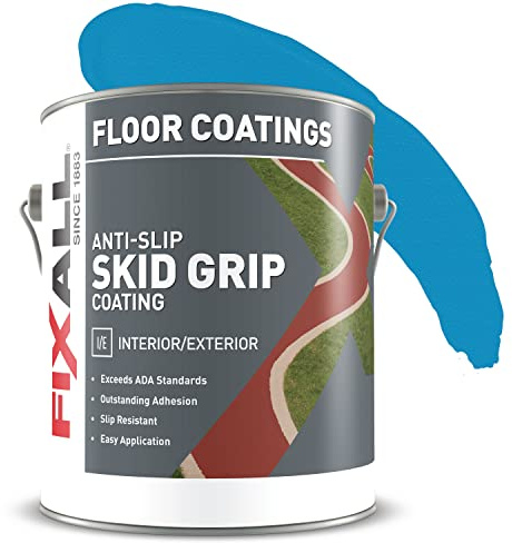 FixALL Skid Grip Anti-Slip Coating, 1 Gallon, Cobalt, Exceeds ADA Standards, Ideal for Safety Areas, Slip-Resistant Pavement, Cement & Concrete Paint