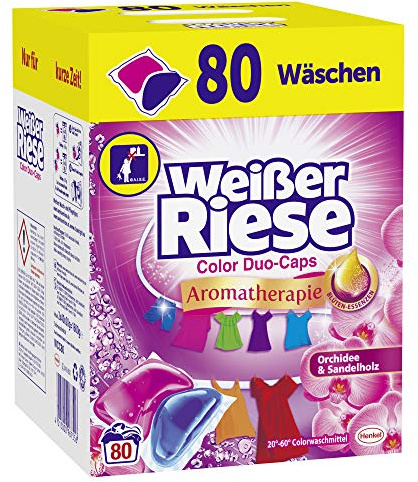 Weißer Riese Duo-Caps Color Aromathérapie Malaisie Lessive Colorée 80 Lavages 1600 g