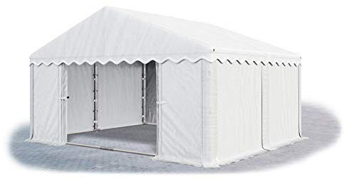 Das Company Lagerzelt 4x4m wasserdicht weiß mit Bodenrahmen 240g/m² PE Plane hochwertig Gartenzelt Summer Floor MPE