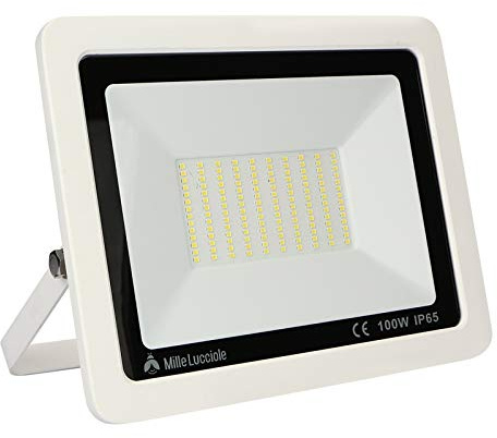 Mille Lucciole 100W LED Strahler Außen,10000LM Superhell Außenstrahler IP65 Wasserdicht Fluter 6500K Kaltweiß Scheinwerfer,LED Strahler für Hinterhof,Garage,Flur,Garten,Keine Bewegungsmelder【Weiß】