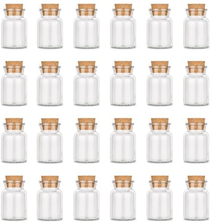 Ankerkraut leeres Korkenglas, klein, 24 leere kleine Gewürzgläser, zum Abfüllen von Gewürzen, Kräutern oder Bonbons, großartiges Gastgeschenk, 170ml, Embossing