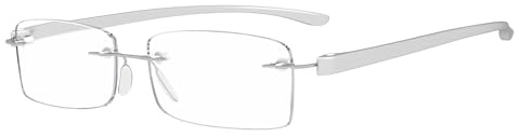 Eyekepper Randlos Lesebrille Kleine Gläser mit silbernen Bügeln +0.75 | Acrylgläser | Leichter Metallrahmen | Verstellbare Nasenpolster | Kompaktes Design | Für Herren und Damen