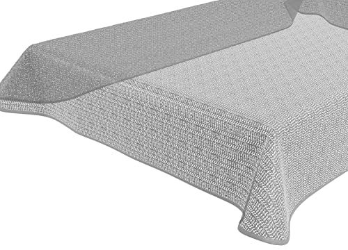 BEAUTEX Tokio Weichschaum Tischdecke mit Paspelband, Garten, Balkon, Terrasse, Camping - Größe und Farbe wählbar - Oval 160x220 cm, Hellgrau