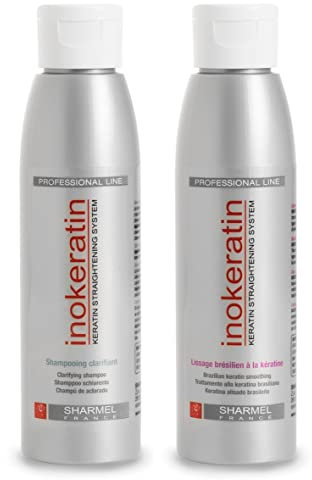 Inokeratin – Kit de alisado brasileño con queratina y aceite de argán – sin formal, fabricado en Francia – Pack de 2 x 125 ml