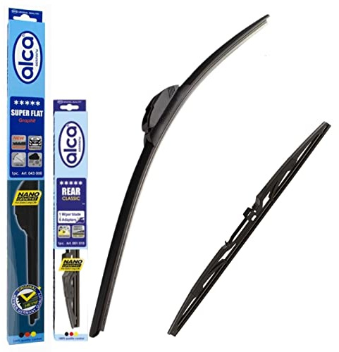 alca Set of 2 Wiper Blades Replacement For Front And Rear For Peugeot 108 2014 - Onwards Front Flat Wiper and Rear Classic Wiper Replacement ASF26PT12ARC