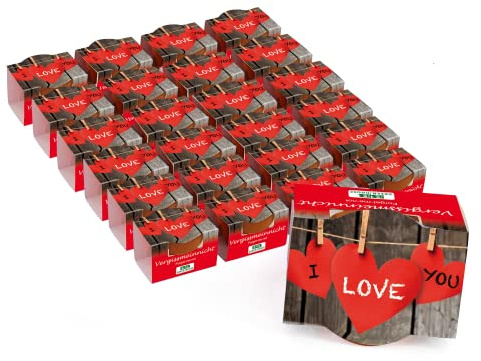 Bull & Bear 25er Set Mini Pflanzset 'I love you' mit Samen für Vergissmeinnicht im Topf 4,5cm, Blumensamen als Anzuchtset mit Pflegeanleitung