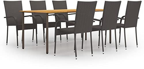 MOONAIRY 7-TLG. Garten-Essgruppe, Gartentisch Mit Stühlen Set, Gartenmöbel Set, Sitzgarnitur Garten, Esstisch Stühle Set, Gartensitzgruppe, Lounge Möbel Outdoor, Terassen Möbel, Poly Rattan Braun