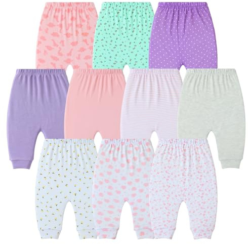 Hakochia Baby Pants for Boys & Girls: 100% Cotton, Soft, Comfy, Ample Diaper Room Pink
