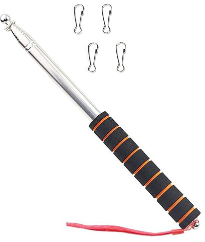 2.5 Metri Asta Telescopica per Bandiera Telescopica per della Bandiera Asta della Bandiera Acciaio Inox Asta Bandiera Telescopica con 4 Clip per Guide Turistiche Insegnanti Campeggio (Arancione)