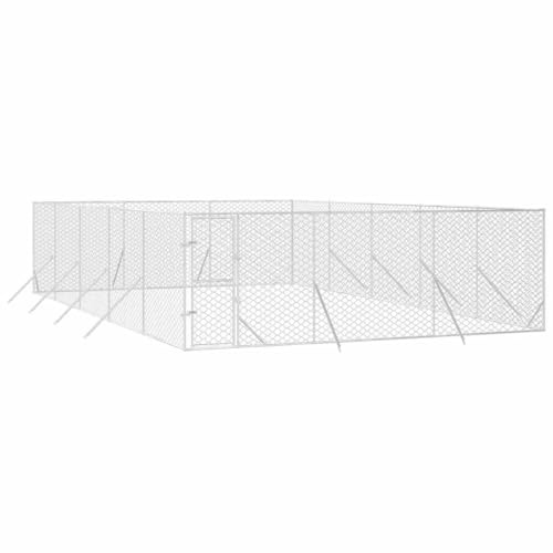 vidaXL Hundgård för utomhusbruk silver 6x10x2 m galvaniserat stål, hundbur, hundinhägnad, lekhage för hundar, hundburar, djurinhägnad