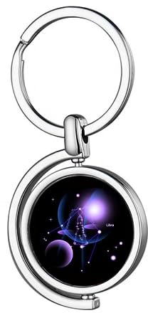 ALTCIRNMD Zwölf Sternbilder Schlüsselanhänger Ring,Kristallglas Bunte Stern Schlüsselanhänger,Autotasche Brieftasche Ornamente Handwerk Zubehör Dekoration Anhänger Hängende Geschenke Schnalle,Waage