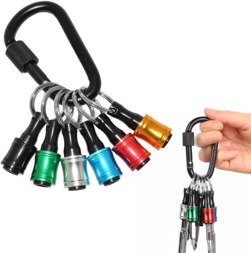 SULIVES 6Pcs 1/4 Inch Hex Shank Bit Holder Gadgets | Lightweight Keychain Screwdriver Drill Bits Holder, Portable DIY Tools for Electrical, Woodworking, Construction
