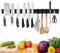 Trhillsbrad - Coltello magnetico da 60 cm, supporto magnetico con 3 ganci, in acciaio inox, autoadesivo, colore nero, supporto da parete magnetico senza fori