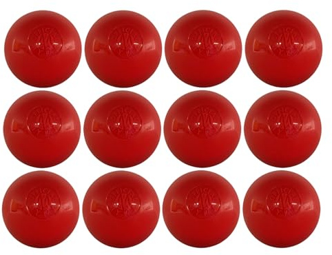 Mylec Straßenhockeybälle, federnde Hockeybälle, perfekt zum Spielen ab 75 °C, robuste Konstruktion, Stree- und Rollhockeyball für Outdoor-Spielen, Rot, 12 Stück