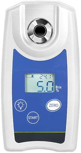 XLTEAM Brix-Refraktometer, Wasserdichter Fruchtsaft-Zuckergehaltstester, Messbereich 0–53% Brix, Messgenauigkeit ± 0,2% Brix, Kalibrierungsnullpunkt, Automatische Abschaltung, Für Obst, Lebensmittel