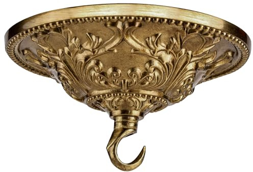 BEQUZON 5.9 inches Chandelier Brass Canopy, Mounting Plate Kit for Ceiling Lights, Decorative Design, Vintage Style