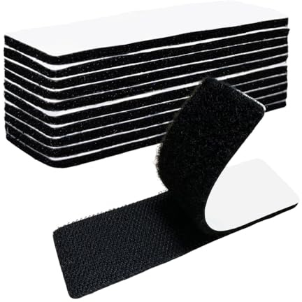 BAVALIN 10 Paia Nastro Autoadesivo - Nero Hook Loop Autoadesivo 3 x 10 cm Rettangolo Pad Biadesivo Riutilizzabile Nastro Biadesivo Per Tessuti Hook Loop per Casa Ufficio