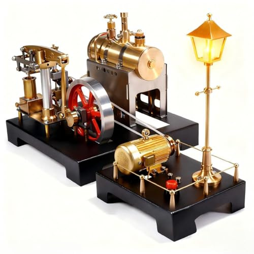 URMODELAND SE-01 Stirling Steam Engine Model Kit, Metal Steam Engine Kit Stationary Beam Stirling Engine Motor Model, Mechanical DIY Assembly Stirling Generator Science Kit Gift for Adults