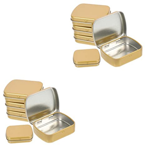 COHEALI 10 Pcs Candy Storage Box Oval Hole Punch for Card Hinged Tins Mini Sample Boxes Candy Organizer Candy Container Tin Cans for Cookies Accessories Organizer Tins Candy Tin Iron