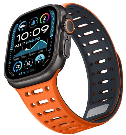 ZZDZZ Compatible with Apple Watch Straps 49mm 46mm 45mm 44mm 42mm 41mm 40mm 38mm, Soft Silicone Sport Replacement Strap for iWatch Ultra3-1 SE3-1 Series 11 10 9 8 7-1 (49/46/45/44/42, Orange Midnight)