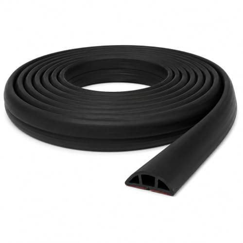 Jandei - Canaleta Pasacables para Suelo con Adhesivo. Protector de Cables, Ideal para el Hogar, la Oficina, Lugar de Trabajo, Almacén (3x1x200cm Negro)