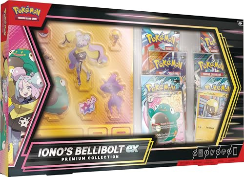 Pokémon TCG: Iono’s Bellibolt ex Premium Collection (1 full-art foil promo card, 6 booster packs & acrylic standees)
