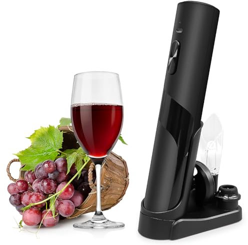Wine Bottle Opener - Electric Corkscrew Bottle Opener - Wine Gift Set with Foil Cutter, Wine Decanter, Wine Aerator Pourer, Wine Preservation Stoppers - Wine Tasting Set - Rechargeable Wine Saver