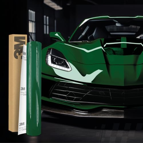3M 2080 Car Wrapping Folie Selbstklebende Autofolie für Auto Motorrad Boot 3D Lackschutzfolie mit Luftkanälen zum Folieren (HG36 High Gloss Mantis Green, 50 x 152cm)