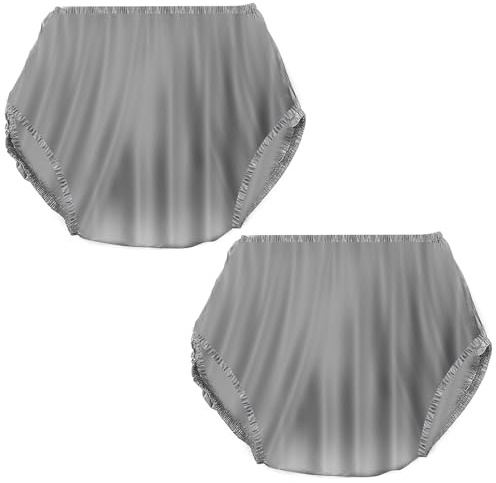 Hemlosk Adulto Incontinencia Pantalones de Plástico Bragas, Lavable y Reutilizable de Bajo Ruido, Cubierta de Pañales de Plástico de Tela Ultra Fina Gris, Adultos para Unisex Gris Talla XL