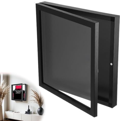 Ainiupi 1 marco de exhibición de camisetas, caja de sombra negra de 33 x 33 cm, marco de camiseta negra con protección UV, acrílico de 2,5 cm de profundidad de espacio utilizable, vitrina de madera