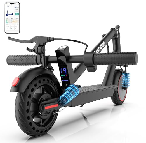 Aovowheel Electric Scooter Adults, Foldable 8.5 Solid Tires E Scooter with Dual Suspension, 19 Mph, 350W Motor, Kick Scooters Max 16 Miles Long Range for Commuting, Electric Scooter for Adults