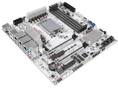 CWWK W680 NAS Motherboard Micro ATX 12 Bay, LGA 1700 mATX Carte mère Blanc avec 10GbE&2 * 2.5GbE RJ45 LAN, 4 x DDR5 Desktop RAM (Support ECC), 3 x NVMe, PCIe5.0 x16, vPro, USB-C