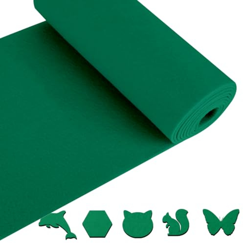 Filzrolle Filzstoff 30cm x 250cm x 3mm, RANJIMA Filz Meterware, Bastelfilz Taschenfilz Polyester Filz für Filzunterlage Deko DIY Handwerken Aufbewahrungstasche Patchwork Nähen Basteln (Grün)