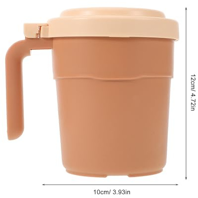 MOLUCKFU Taza de Plástico Reutilizable con Tapa y Asa Vaso de Boca Ancha para Café Té y Bebidas Frías Capacidad Pequeña para Oficina Fiestas y Uso Diario Color Marrón
