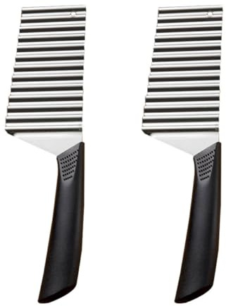 UKCOCO Lot de 2 Coupe-Pommes de Terre Ondulés en Acier Inoxydable Trancheuse Vague pour Légumes et Fruits Outil Cuisine Pratique pour Préparation Rapide Lame Tranchante et Solide