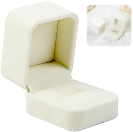 Ringbox Ringschatulle Verlobung und Hochzeit, Elegante Schwarze Ringschatulle mit Weichem Schwammfutter, Kompakte und Tragbare Ringkästchen, Ideal für Schmuck Präsentation und Aufbewahrung (Weiß)