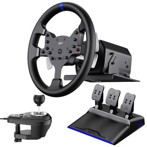 PXN V99 Force Feedback Lenkrad mit Pedalen und Schalthebel - Wie Neu - Rennlenkrad - 270°/900° Gaming Lenkrad für PC, Xbox One, Xbox Series X|S und PS4, 3,2Nm Rennlenkrad mit Hall-Pedalen