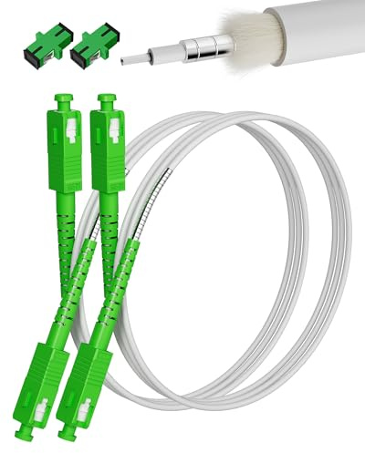 VANDESAIL 3m(10ft) 2 Packs SC/APC to SC/APC Fiber Optic Internet Cable | Armored Single Mode Patch Cable, Fiber Optic Jumper Optical Patch Cord - SIMPLEX - 9/125um - OS1/OS2 Compatible, LSZH White