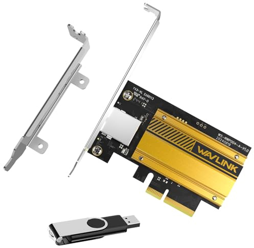 WAVLINK Adattatore di rete PCIe 10G, scheda di rete PCIe da 10 Gb con controller RTL8127AT, scheda Ethernet PCIe x4/x8/x16 per Windows 11/10 e PC Linux, staffa a basso profilo inclusa