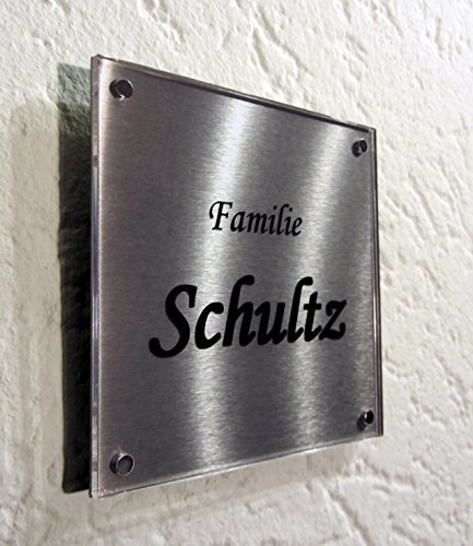 Targa magnetica per porta, campanello, per nome, numero civico, in acciaio inox spazzolato con vetro acrilico nelle misure 11 cm x 11 cm