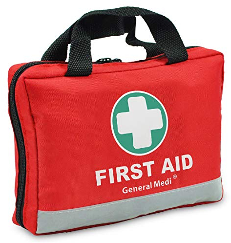 General Medi First Aid Kit -309 Pieces- Reflective Bag Design - Including Eyewash, Bandages, Moleskin Pad and Emergency Blanket for Travel, Home, Office, Car, Camping, Workplace