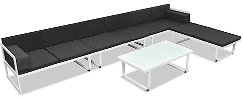 vidaXL 5-TLG. Garten-Lounge-Set Textilene Aluminium Schwarz