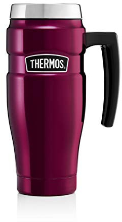 Thermos Stainless King Raspberry Travel Mug (470ml), Reusable Insulated Stainless Steel Coffee Cup for Hot or Cold Drinks, Vacuum Sealed Water Flask with a Leak-Proof Lid, 7hr Hot/18hr