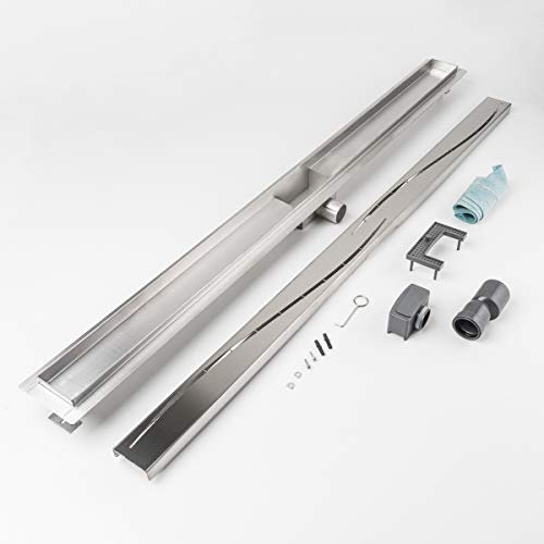 LST Duschrinne Stromlinie Wellen 1200 x 70 mm höhenverstellbar Duschablauf Duschrost