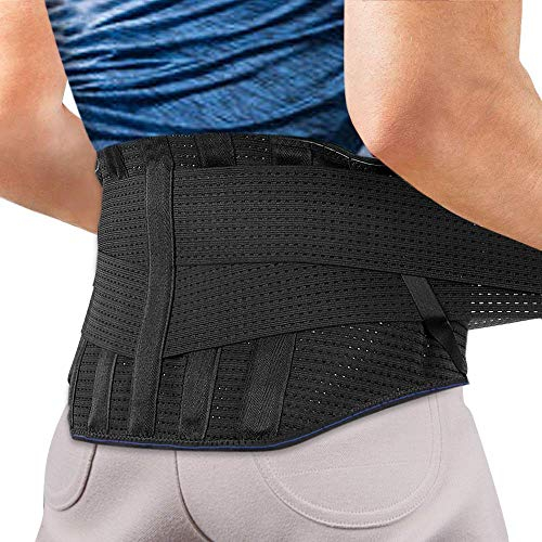 AGPTEK Faja Lumbar para Espalda, Cinturón de Soporte Lumbar Ayuda a Aliviar Dolor y Lesiones, Ciática, Hernia de Disco etc, Faja Lumbar Deportiva para Hombre y Mujer, Negro(Talla M)