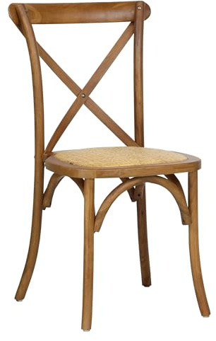 Totò Piccinni Sedia in Legno Design Cross, seduta intreccio rattan (Marrone Chiaro, 1)