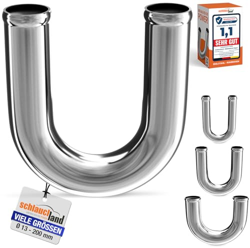 180° EDELSTAHL-ROHRBOGEN AD-Ø 30mm V2A Edelstahlrohr 1.4301 poliert & gebördelt | AUSWAHL GRÖSSEN 13-200mm | Rohr-Bogen U-Form DIN EN 10217-7 Rohr Winkel Motor KFZ Bogen Turbo Schlauch-Verbinder